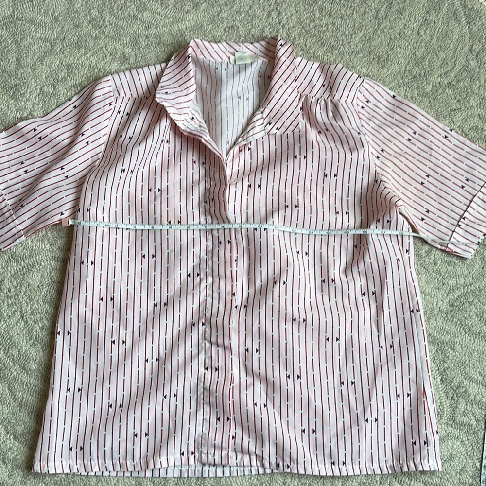 Woman's Vintage White with Red Strips Blouse